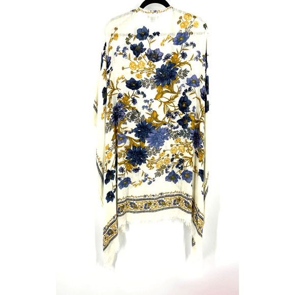 American Eagle Outfitters Poncho Cardigan Fringe Light Weight Floral One Size - Picture 2 of 9